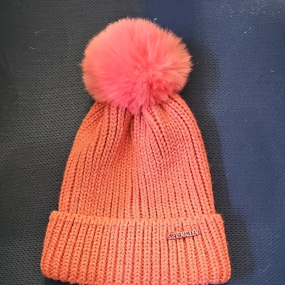 Steve Madden Pink Pom Beanie